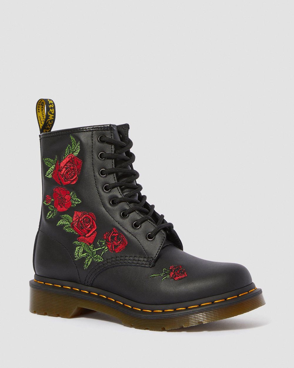 Dr Martens 1460 Vonda Floral Kožené Šnurovacie Topánky Damske ( Čierne ) SK 203-YHPUCZ